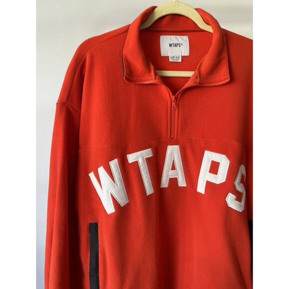 WTAPS Player Fleece Half-Zip Pullover Orange Japan - Picture 3 of 8